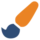 Oranje en blauw penseel dat webdesign uitbeeldt