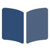 Een blauw open boek dat gedrukt werk voorstelt